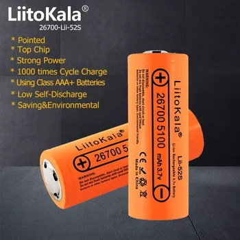 1-18PCS Liitokala Lii-52S Poukázal Triedy A 3,7 V 26700 5200mAh 20A Napájanie Nabíjateľná Lítiová Batéria Vhodné pre Baterky