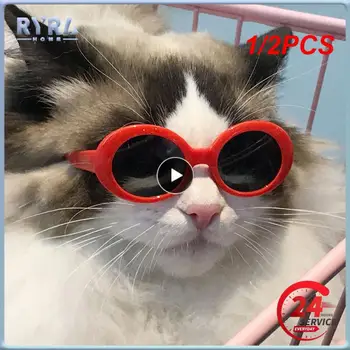 1/2KS 4Colors Pohode Pet Products Okrúhle Mačacie Okuliare Odraz Očí nosiť okuliare Pre Malé Psa, Mačky, Pet Fotografie Rekvizity Príslušenstvo