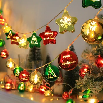 1/3M Vianočné Dekoratívne Osvetlenie String Vianočné Gule Hviezdy Garland batériový Garland Vianočný Strom Nový Rok Domova