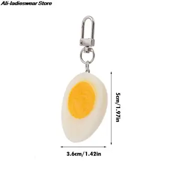 1 ks Nové A Kvalitné Roztomilý Poached Egg Zliatiny Keychain Simulácia PVC Vajcia Taška Dekoratívne Prívesok Auto Keychain Šperky