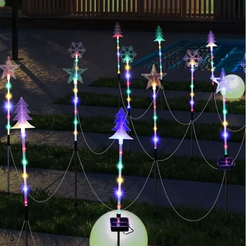 1 v 4 Solárne Svetlo LED Vonkajšie Vianočné Strom Snowflake Vonkajšie Nepremokavé Víla Lampy Solárne Záhrada, Terasa, Vianočné Dekorácie Svetlá