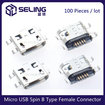 100ks Micro USB 5pin B Typ Samica Konektor Pre Mobilný Telefón, konektor Micro USB Konektor Konektor 5 pin Plnenie Zásuvky