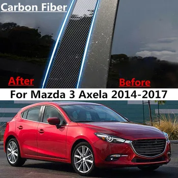 10pcs/set Uhlíkových Vlákien Okno Pilier Post Dvere Výbava Kryt Pre Mazda 3 Axela 2014 2015 2016 2017