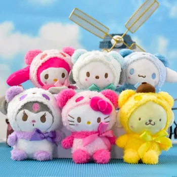 12cm Sanrio Oblečenie pre Bábiku keychain Kawali Kuromi Hello Kitty Moje Melódie Cinnamoroll Keyring Plnené Bábika Prívesok Hračky Darček pre Dievčatá