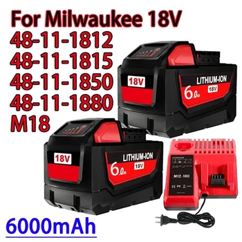 18V Pre Milwaukee M18 Batérie M18B6 XC 6.0 Ah Li-Ion 48-11-1860 48-11-1852 48-11-1850 48-11-1840 Akumulátorové náradie 18V Nabíjačky