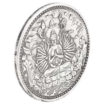 1PC Tibete Striebro Staroveké Mince Zbierky Buddhistických Tisíc Strane Guanyin Sútra Srdca Sochu Budhu Sľubný Ornament Darček