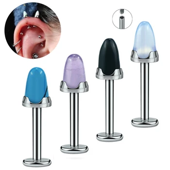 1PC Titán Interne Závitových Labret Piercing Pazúr Nastaviť Opal Bullet Ucho Chrupavky Helix Ear Piercing Šperkov pre Ženy