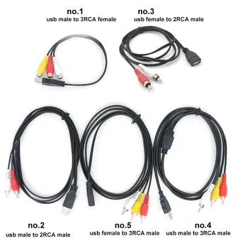 1pcs Audio Video USB 2.0 ţeny Muţi 2 3 Rca 2/3RCA muži ženy AV konektor Adaptér konektor converter Kábel drôt, PC, TV S vysokým rozlíšením (HDTV)