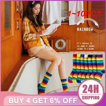 1~10PCS Candy Farebné Ponožky Mäkké Nasadenie Čistej Bavlny Odevné Doplnky Rainbow Pančuchy Absorpciu Potu Rôznych Štýlov Ponožky