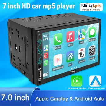 2 Din 7 Palcový autorádia CarPlay A Android Auto Auto Stereo Bluetooth, HD Dotykový Displej Podpora Zadná Kamera Pre Univerzálnu Auto