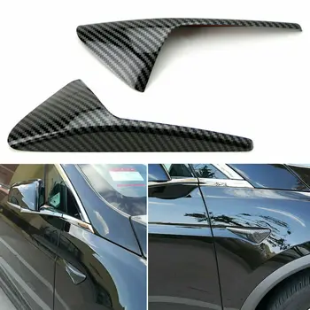 2 ks Uhlíkových Vlákien Štýl Sidemarker Dekorácie Kryt Trim ABS Plast Vyrobený Fit Pre Tesla Model s 3 S X