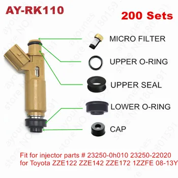 200sets paliva injektor súpravy na opravu pre Toyota Corolla Avensis Celica RAV4 ZZE1222 ZZE142 ZZE172 1ZZFE 08-13 Motory (AY-RK110 )