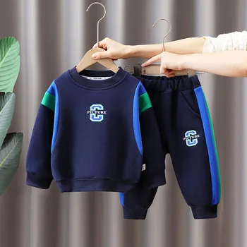 2023 Jar Jeseň Deti, Chlapca, 2 KS Oblečenia Nastaviť Výšivky List Mikina Tepláky Track Suit Baby Boy Šport vyhovovali Oblečenie