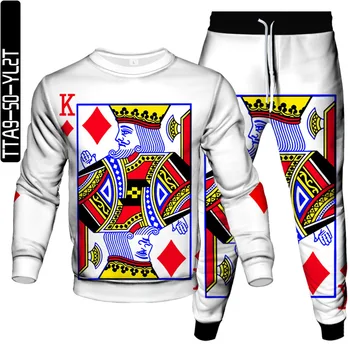 2023 pánske Oblečenie Bežné Tepláky Poker Q K Vintage O Krk Mikina Jogging Nohavice, Súpravy Nadrozmerné Man 2 Kus Obleky S-6XL
