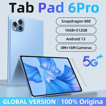 2023 Pôvodné Globálna Verzia 6 Pad Pro Snapdragon 888 Tablet PC Android 13 RAM 16GB+ROM 1 TB 10000mAh 5G HD 4K Displej WIFI Mi Kartu