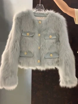 2023 Zimné Oblečenie pre Ženy Krátke Temperamentného Umelú Kožušinu Kabát Zimný Nové