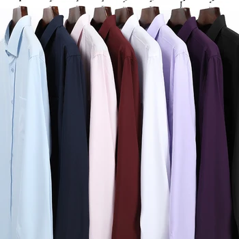 2024 Mužov Bežné Zase Dole Golier Textílie Tričká Dlhý Rukáv Pevné Farby, Luxusné Oblečenie, Oblečenie Pre Voľný Čas Vintage Tlačidlá E51