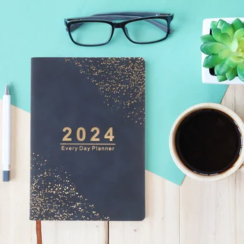 2024 Program Kniha na Každodenné Použitie, poznámkové Notebook pre Plánovač Prenosné Vestník Písanie Nedatované Pohodlné Akademických