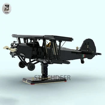 2104pcs Black Dvojplošník staromódnou Klzáku MOC Retro Fighter Stavebné Bloky Puzzle Montáž Hračky Tehál Deti Narodeninám