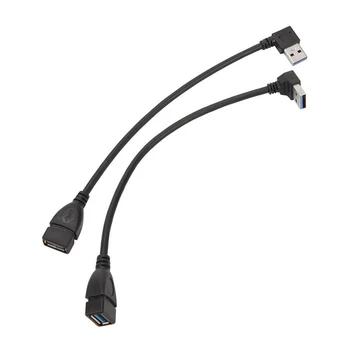 2ks USB 3.0 Uhol 90 Stupňov, Predlžovací Kábel Mužov a Žien Adaptér, Dátový Kábel - Doprava a Nadol