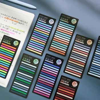 300 Listov Rainbow Index Farby Memo Pad Extra Tenké Sticky Fluorescenčné Transparentné Poznámka Index Nálepky, Lepiace Etikety Školy Supp