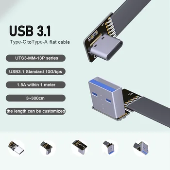3A USB Typu C dvojité 90 Stupňov USB C Kábel Páse s nástrojmi Ploché Zahnutá Nahor, Nadol, Vľavo, Vpravo Typu USB 3.0 typ-C Rýchle Nabíjanie Dátový Kábel