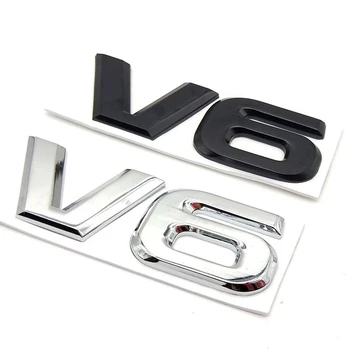 3D Kovov Chrome Black Logo V6 Znak Motora Písmená Auto Blatník Odznak batožinového priestoru Kotúča, Pre Toyota Highlander V6 Nálepky Príslušenstvo
