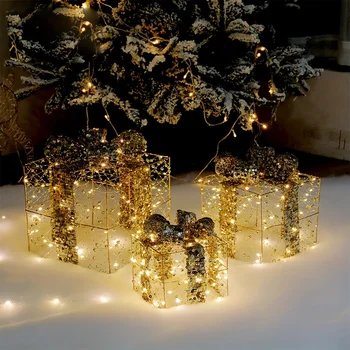 3ks Vianočného Darčeka Ozdoby, Dekoratívne Čela, Golden Pearl Kovaného Železa