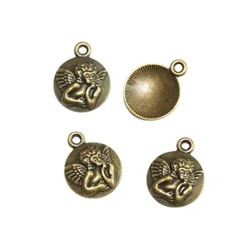 50PCS 19*15 MM Antické Bronzové Pozlátené Kolo Anjel zobrazili kľúčové tlačidlá Pre Náramok, Náhrdelník Šperky Robiť Ručne DIY Príslušenstvo
