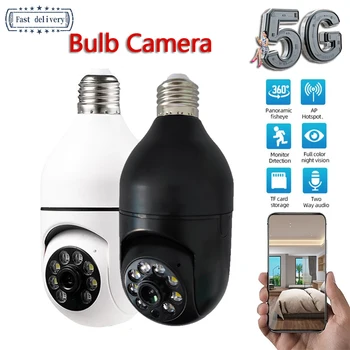 5G Wifi E27 Žiarovka Nočné Videnie Kamery Surveillance Plný Farieb Automatické ľuďmi 4X Digitálny Zoom, Video Security Monitor