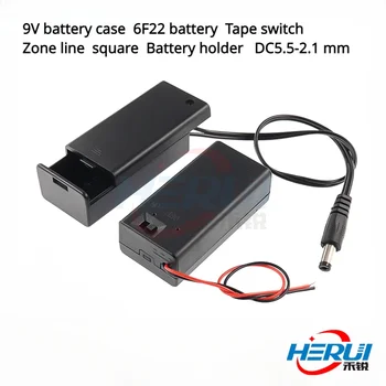 9V batéria prípade batéria 6F22 Pásky prepínač Pásma linky námestie Batérie držiak DC5.5-2.1 mm