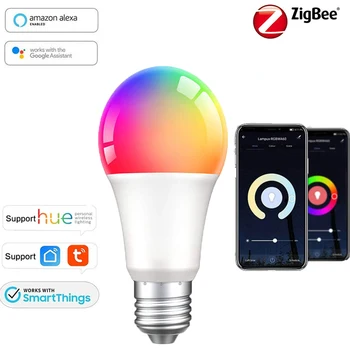 9W 5W Tuya Zigbee 3.0 Led Žiarovka E27 RGBCW Lampa Smart Home Stmievateľné Žiarovka Hlas, Diaľkové Ovládanie Práce S Alexa Domovská stránka Google