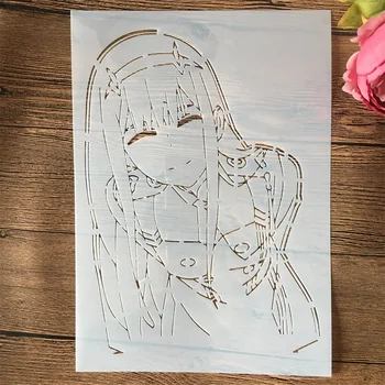 A4 29 cm Anime Nula Dva Miláčik V FranXX DIY Vrstvenie Blany Maľovanie Zápisník Sfarbenie Emboss Album Dekor Šablóny