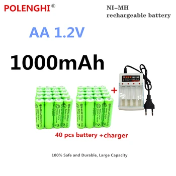 AA 1.2 V 1000mAh NI-MH dobíjacie batérie vhodné pre hračky na diaľkové ovládanie,, baterky, MP3 prehrávač, diaľkové ovládanie+nabíjačka