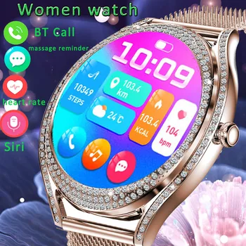 AMOLED HD Displej, Bluetooth Hovor Smart Hodinky Ženy Krvný Tlak Kyslíka Monitor Relojes Inteligentes Nepremokavé lady Smartwatch