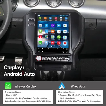 Android 12 PX6 Uhlíkových Vlákien Tesla Obrazovka autorádia GPS Navigácia Pre Ford Mustang 2015-2019 Multimediálny Prehrávač Stereo Hlava Jednotky