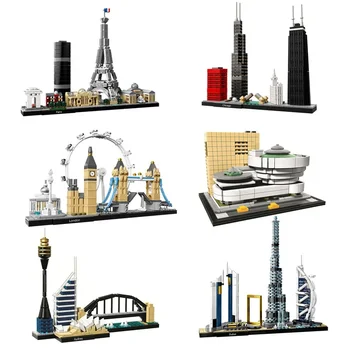 Architektúra Paríž Dubaji A Londýne, Sydney Chicago Shanghai Stavebné Bloky Auta Tehly Klasické Mesto, Model Kid Hračky Pre Deti Darček