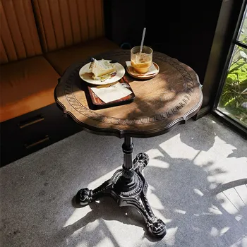 Atth Vintage Masívneho Dreva Kovaného Železa Kávy Americký Mid-Staroveké Nábytku francúzskeho Stôl a Stoličky