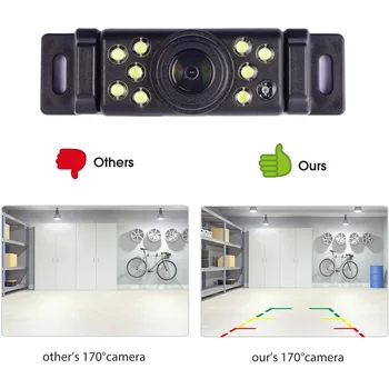 Auto Backup Kamerou Zozadu na Zadnej strane Fotoaparátu s 170° Široký Uhol 9 Super Jasné LED Svetlá pre Nočné Videnie pre Všetky Vozidlá