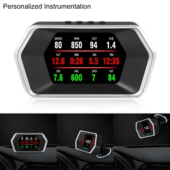 Auto HUD Head Up Display RPM KM/H, MPH Multifunkčné OBD2+GPS Duálny Režim Teplota Vody prekročenia rýchlosti Napätie Bezpečnostný Alarm