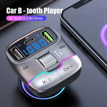 Auto MP3 Prehrávač Adaptér FM Vysielač S LED Displej USB PD Rýchlo Nabíjačka Podporuje Handsfree Hovor U Diskov