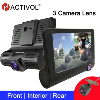 Automobilové DVR 3 Kamery HD 1080P 4.0 Palca Dash Cam Car Video Recorder Auto Registrator Dvr Dash Cam s 3 Spôsobmi Kamery pre vozidla