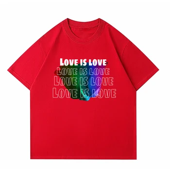Bavlnené tričko S Láskou Je Láska Človeka Tlač Krátke Rukávy Street Oblečenie Lumbálna Pride Parade Topy