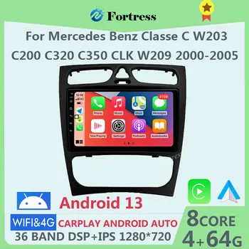 bezdrôtové CarPlay Android Auto Rádia Pre Mercedes Benz C Trieda CLK W203 W209 2000-2005 Auto Multimediálny Prehrávač GPS 2 din autoradio