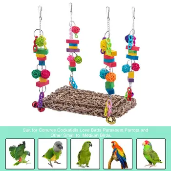 Bezpečné, netoxické Vták Hračky Farebné Vták Žuvanie Hračky zelené krmivo Stenu Swing Vták Dodávky pre Zmiernenie Nuda Podporu pre Malé