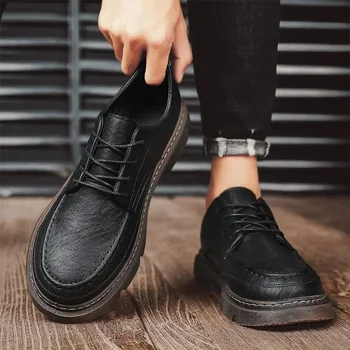 Bežné Kožené Topánky pánske Jesenné Chlapci Black Soft Konca kórejskej Business Britský Štýl Mužov Formálne oblečenie Obuv