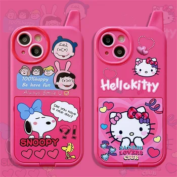 Cartoon HelloKittys Disneys Mickey Zrkadlo na líčenie Telefón puzdro pre IPhone 15 14 13 12 11 Pro Max Pro Kryt