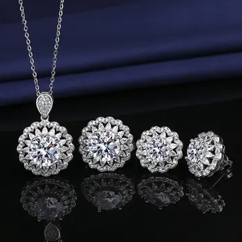 Cenné Lab Diamantové Šperky Set 925 Sterling Silver Strany, Snubné Prstene, Náušnice, Náhrdelník pre Ženy Moissanite Svadobné Šperky