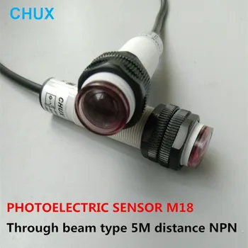 CHUX M18 Fotobunky Senzor Cez Lúč typ 5m Snímanie Zistiť Vzdialenosť NO/NC/NO+NC NPN Fotoelektrický Snímač Prepínač