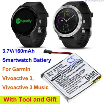 CS 160mAh Smartwatch Batérie 361-00108-00, 361-00108-01 pre Garmin Vivoactive 3, Vivoactive 3 Hudbu